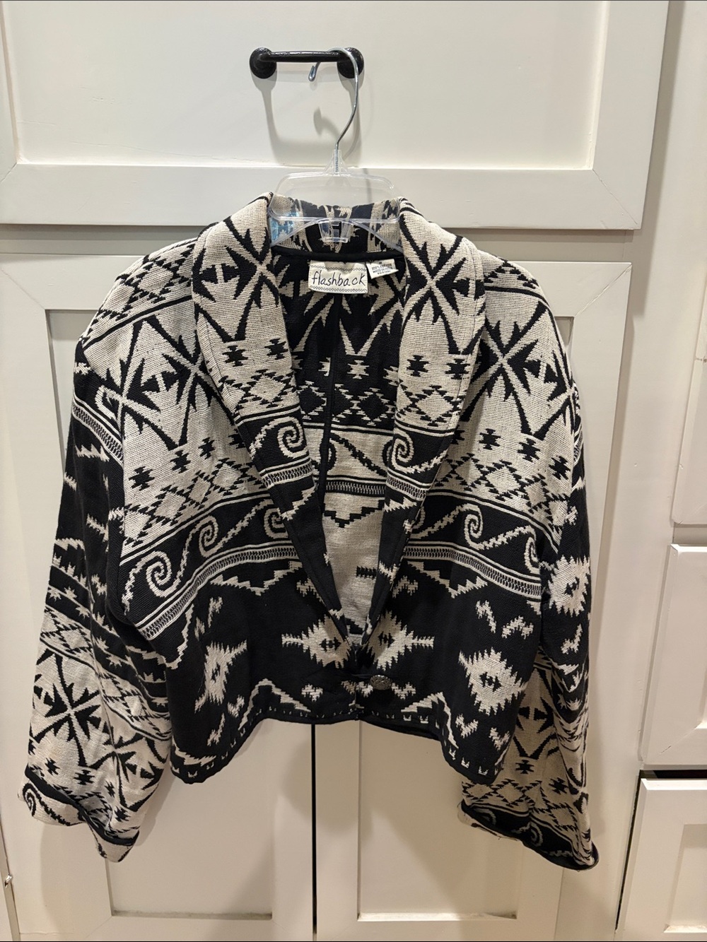 Flashback vintage Black & Cream Aztec Knit Jacket